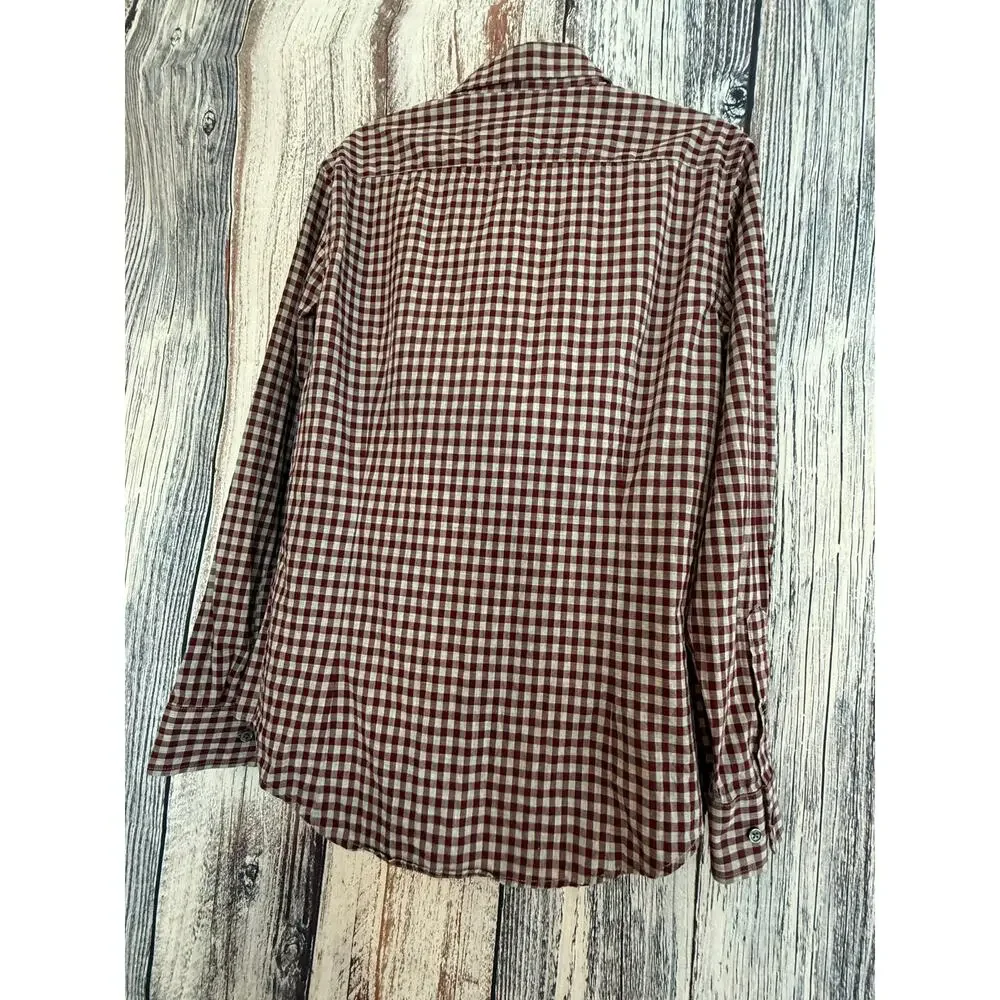 Banana Republic Slim Fit Med Button Down Burbundy Plaid
